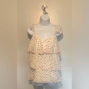 SugarLips White and Multicolor Polka Dot Ruffle Shirt